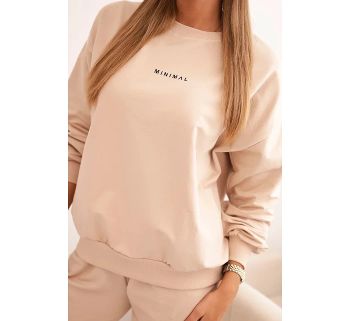 Dámský bavlněný komplet s potiskem Minimal béžový Dámský bavlněný komplet s potiskem Minimal béžový