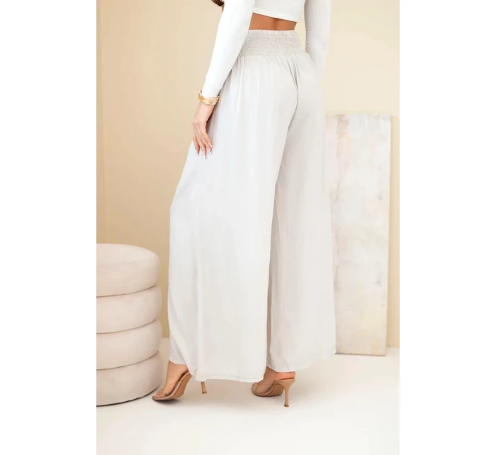 Dámské viskózové kalhoty s elastickým pasem béžové