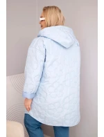Dámská bunda Plus Size prošívaná s kapucí a nápisem HOPE modrá Dámská bunda Plus Size prošívaná s kapucí a nápisem HOPE modrá