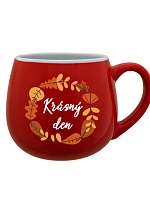 KRÁSNÝ DEN (PODZIM) - červený keramický hrníček 300 ml