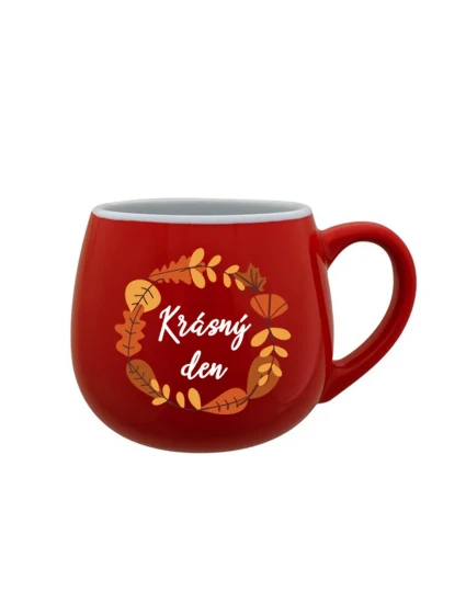 KRÁSNÝ DEN (PODZIM) - červený keramický hrníček 300 ml