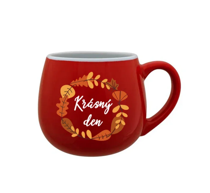 KRÁSNÝ DEN (PODZIM) - červený keramický hrníček 300 ml