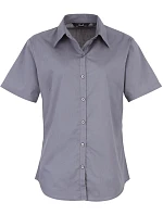 PR 302 Popelínová halenka s krátkým rukávem model 22482861 steel - Premier PR 302 Popelínová halenka s krátkým rukávem model 22482861 steel - Premier