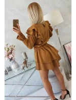 Šaty s vertikálnymi volánikmi camel Šaty s vertikálnymi volánikmi camel