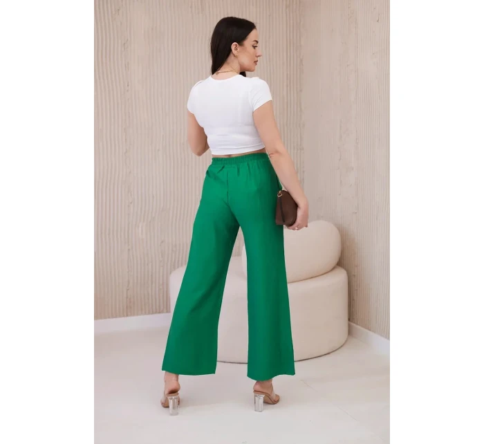 Viskózové nohavice so širokými nohavicami zelené Viskózové nohavice so širokými nohavicami zelené
