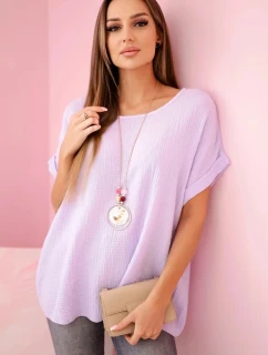 Mušelínová halenka s náhrdelníkem světle fialová