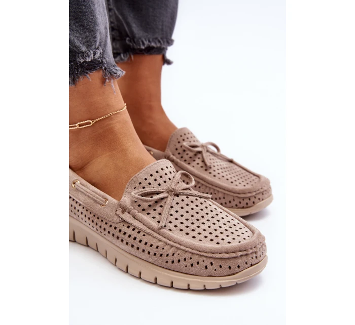 Mokasyny Damskie Z Kokardą Beżowe Reece