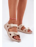 Piankowe Sandały Damskie Na Platformie Big Star RR274A515 Beżowe
