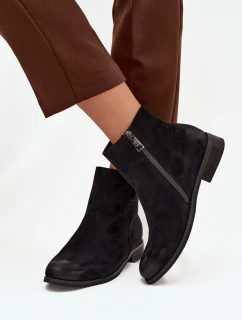 Dámské kotníkové boty na nízkém podpatku model 21712274 Černé - VINCEZA