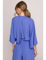 S397 Kombinéza so širokými rukávmi a rozdeleným chrbtom - modrá