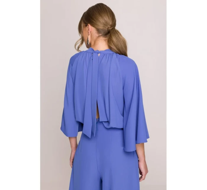 S397 Kombinéza so širokými rukávmi a rozdeleným chrbtom - modrá