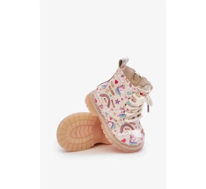 Detské zateplené členkové topánky so zipsom Unicorns Beige Tiptop