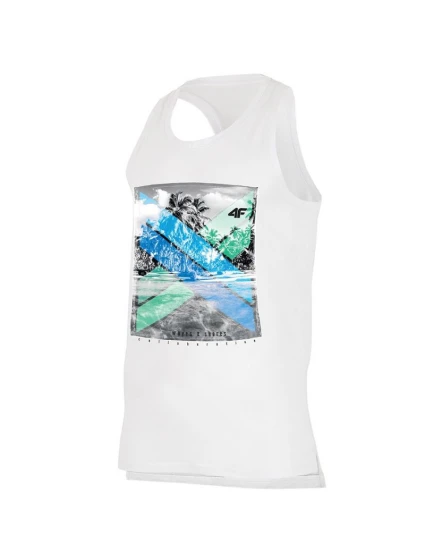 Tričko 4F M H4L19-TSM025 10S biele pánske Tričko 4F M H4L19-TSM025 10S biele pánske