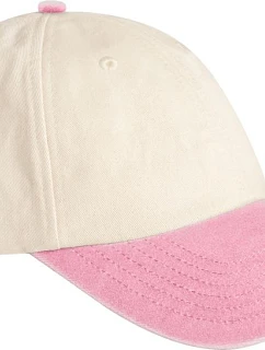 Beechfield B 673 6-panelová nízkoprofilová kontrastná čiapka s kšiltom 53.0673 prírodná/vintage dusky pink