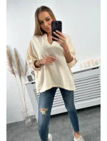 Mušelínová blúzka s vyhrnutými rukávmi svetlo béžová