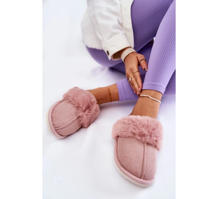 Damskie Ocieplane Papcie Z Futerkiem Jasnoróżowe Franco Damskie Ocieplane Papcie Z Futerkiem Jasnoróżowe Franco