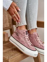 Zateplené dámske tenisky na platforme z eko kože Big Star Pink Zateplené dámske tenisky na platforme z eko kože Big Star Pink