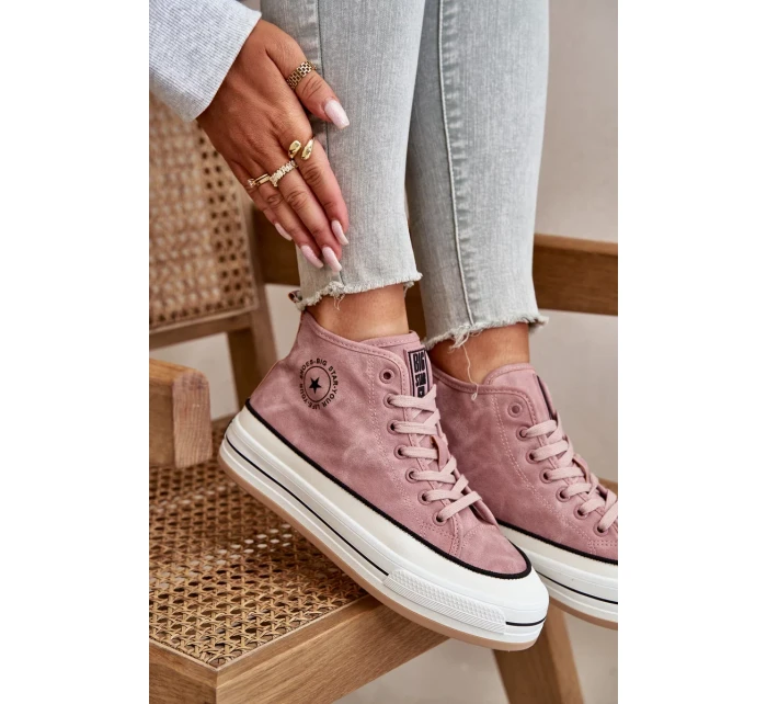 Zateplené dámske tenisky na platforme z eko kože Big Star Pink Zateplené dámske tenisky na platforme z eko kože Big Star Pink