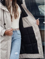 Dámska zimná bunda ELEGANTI dlhá s kapucňou svetlo šedá FashionStreet TY4657