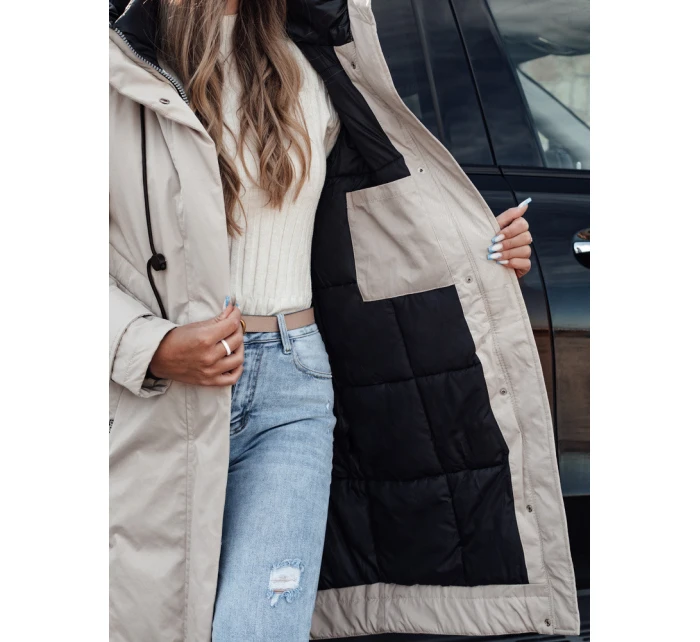 Dámska zimná bunda ELEGANTI dlhá s kapucňou svetlo šedá FashionStreet TY4657