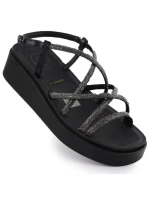 Dámske romantické sandále na platforme so zirkónmi čierne Filippo DS6898