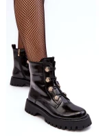 Dámské zateplené boty s ozdobnými knoflíky D&A model 21636866 Černé - S.Barski Dámské zateplené boty s ozdobnými knoflíky D&A model 21636866 Černé - S.Barski