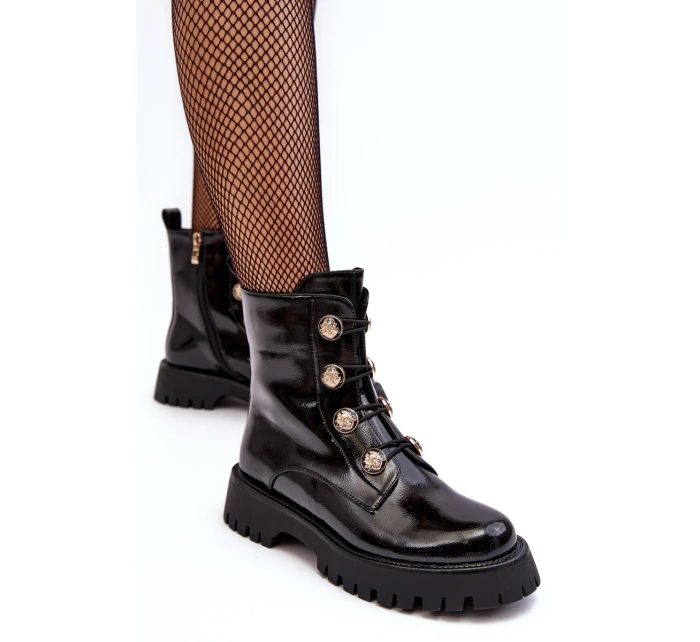 Dámské zateplené boty s ozdobnými knoflíky D&A model 21636866 Černé - S.Barski Dámské zateplené boty s ozdobnými knoflíky D&A model 21636866 Černé - S.Barski