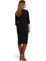 model 18002244 Pletené šaty s výstřihem do V tmavě modré - STYLOVE