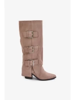 Topánky na podpätku s ohnutou holennou časťou a prackami Béžová Vamissa Topánky na podpätku s ohnutou holennou časťou a prackami Béžová Vamissa