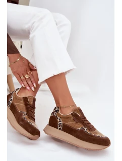 Dámske semišové tenisky Big Star HI-POLY SYSTEM - hnedý panter