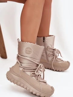 Dámske kožené snežnice Lee Cooper - béžovo-zlaté