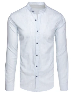 Pánska košeľa s dlhým rukávom a stojacím golierom modrá FashionStreet DX2661