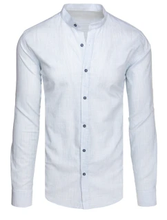 Pánské tričko s dlouhým rukávem a stojáčkem modré Dstreet model 21989463 - FashionStreet