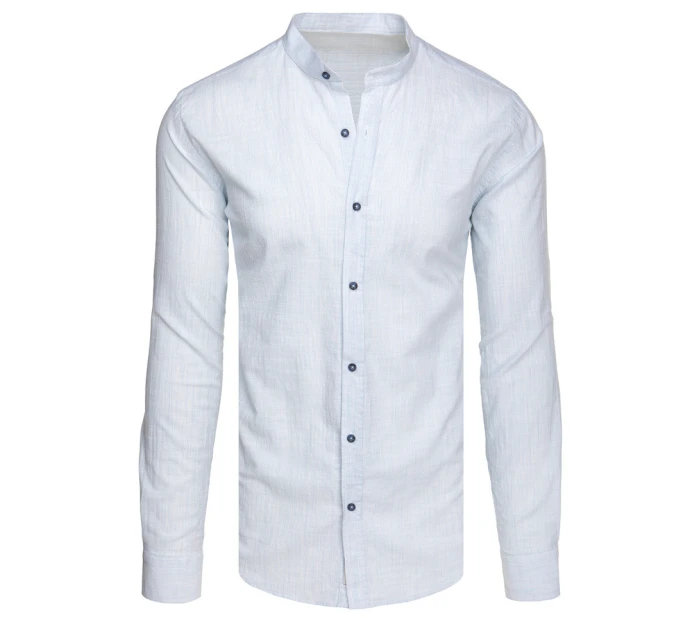 Pánska košeľa s dlhým rukávom a stojacím golierom modrá FashionStreet DX2661