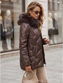 Dámska zimná bunda LOVEINSIDE, prešívaná s kožušinovým lemom, fialová, FashionStreet TY5814