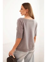 Dámský svetr z viskózy s krátkým rukávem cappuccino