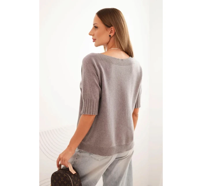 Dámský svetr z viskózy s krátkým rukávem cappuccino