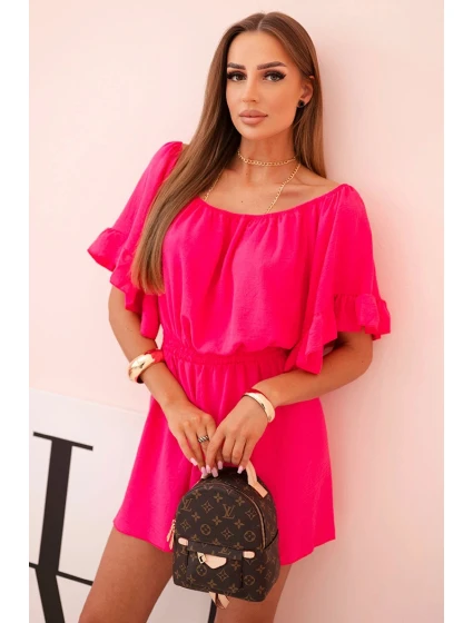 Dámsky bavlnený overal bez rukávov so zaväzovaním v páse ecru