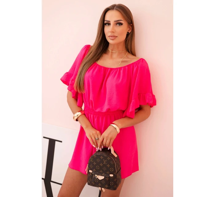 Dámsky bavlnený overal bez rukávov so zaväzovaním v páse ecru