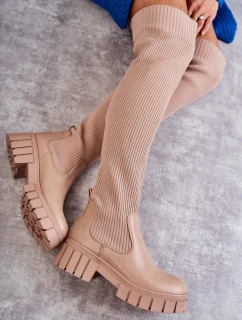 Dámské vysoké boty Béžová model 21593775 - Boto