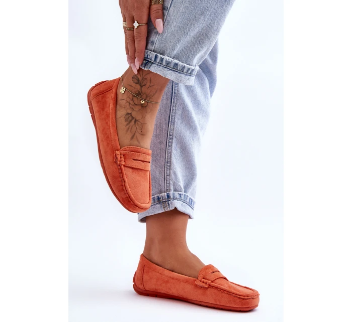 Damskie Zamszowe Mokasyny Pomarańczowe Lenvie