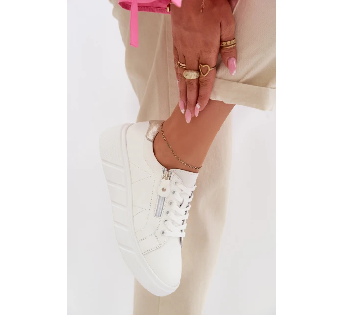 Kožené dámské polobotky s zipem bílé model 22013973 - EVENTO Kožené dámské polobotky s zipem bílé model 22013973 - EVENTO