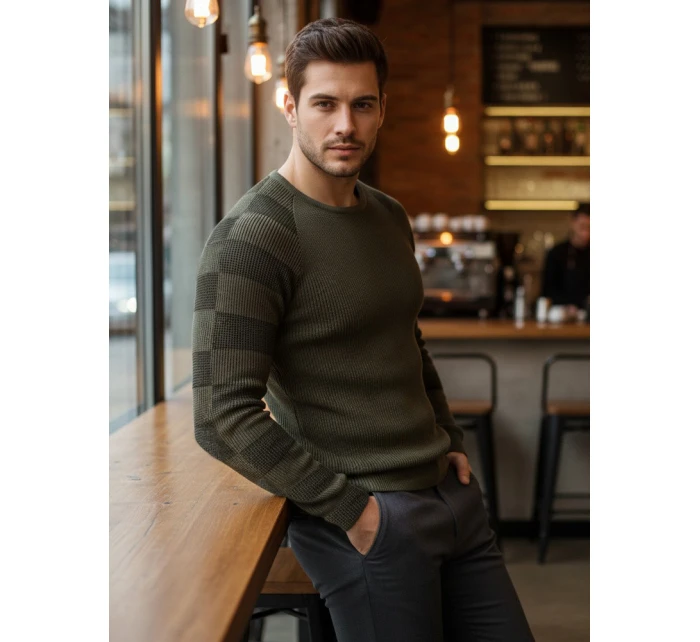 Pánský khaki svetr přes hlavu Dstreet model 21962640 - FashionStreet