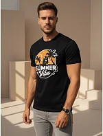 Pánske tričko s potlačou Summer Vibes čierne FashionStreet NX044R Pánske tričko s potlačou Summer Vibes čierne FashionStreet NX044R