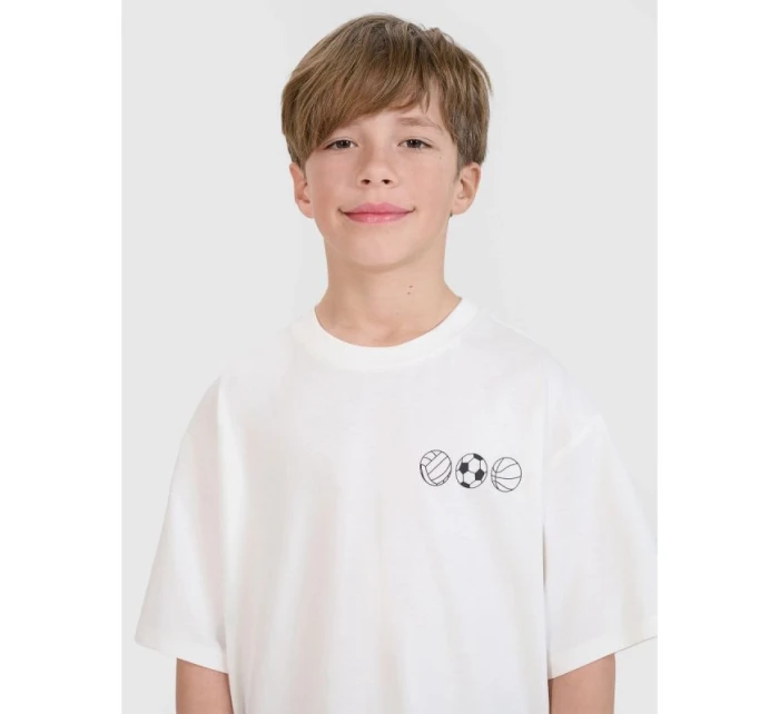 Chlapčenské tričko oversize s potlačou 4F 4FJRSS25TTSHM2640-11S Chlapčenské tričko oversize s potlačou 4F 4FJRSS25TTSHM2640-11S