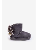 Dětské Teplé Sněhule S mašlí Šedé model 21569900 - Boto Dětské Teplé Sněhule S mašlí Šedé model 21569900 - Boto