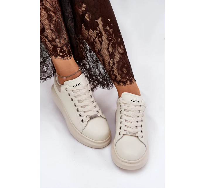 Kožené Dámské Tenisky Na Platformě Béžové model 21691425 - Goe