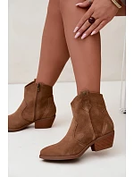 Dámské kožené kotníkové boty na podpatku Big Star model 22349472 Camel - Big Star Shoes Dámské kožené kotníkové boty na podpatku Big Star model 22349472 Camel - Big Star Shoes