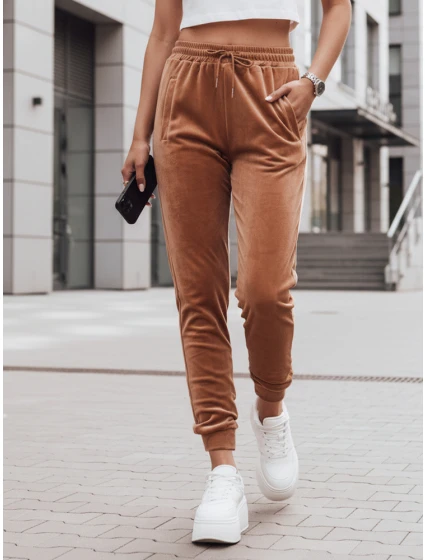 Dámske velúrové tepláky hnedé Dstreet UY2838