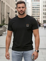 Pánske bavlnené tričko s potlačou buldoga čierne FashionStreet NX0125R